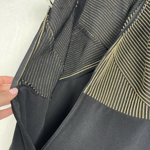 Susan Roselli Vintage 80's Glam Cocktail Fitted Maxi Gown Dress Gold Black Sz 12 - Picture 14 of 16